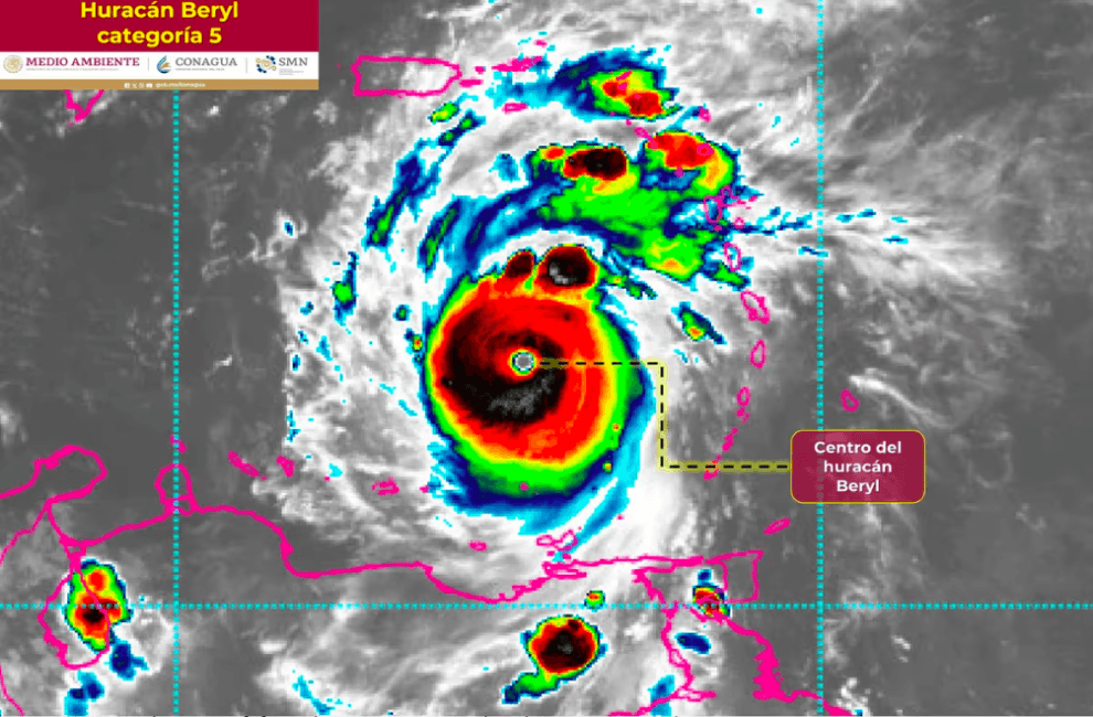 Huracán Beryl se cierne sobre México tras pasar por el Caribe