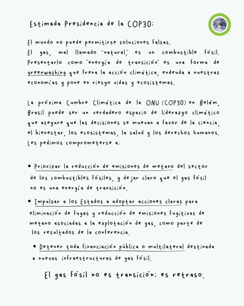 “El gas no es transición, es retraso”: la movilización digital que denuncia su impacto real 12 PostalGasFosil2 SofiaProbert